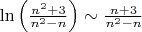 $ \ln \left ( \frac{n^2+3}{n^2-n} \right ) \sim  \frac{n+3}{n^2-n}$