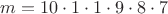 $m=10\cdot1\cdot1\cdot9\cdot8\cdot7 $