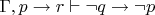 $\Gamma, p \to r \vdash \neg q \to \neg p$
