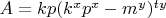 $A=kp(k^xp^x-m^y)^{ty}$