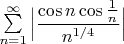 $\sum \limits_{n=1}^{\infty}\Big|\dfrac{\cos n\cos\frac{1}{n}}{n^{1/4}}\Big|$