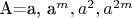 A=a, a^m, a^2,  a^{2m}