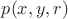 $p(x, y, r)$