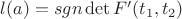 $l(a)=sgn \det F'(t_1,t_2)$