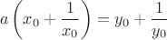 $$a\left( {x_0  + \frac{1}{{x_0 }}} \right) = y_0  + \frac{1}{{y_0 }}$