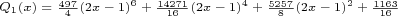 \scriptsize$Q_1(x)=\frac{497}{4}(2x-1)^6+\frac{14271}{16}(2x-1)^4+\frac{5257}{8}(2x-1)^2+\frac{1163}{16}$