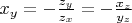 $x_y=-\frac{z_y}{z_x}=-\frac{x_z}{y_z}$