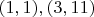 $(1,1), (3,11)$
