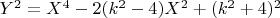 $Y^2=X^4-2(k^2-4)X^2+(k^2+4)^2$