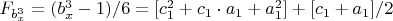 $F_{b_x^3}=(b_x^3-1)/6={ [c_1^2+c_1\cdot  a_1+a_1^2]+[c_1+a_1]}/2$