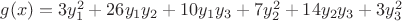 $g(x)=3y_1^2+26y_1y_2+10y_1y_3+7y_2^2+14y_2y_3+3y_3^2$ $g(x)=3y_1^2+26y_1y_2+10y_1y_3+7y_2^2+14y_2y_3+3y_3^2$