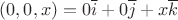 $(0,0,x) = 0\overline i+0\overline j+x\overline k$