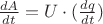$\frac{dA}{dt} = U \cdot (\frac{dq}{dt}) $