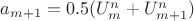 $a_{m+1} = 0.5(U^{n}_{m}+U^{n}_{m+1})$