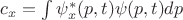 $c_x=\int \psi_x^*(p,t)\psi(p,t)dp$