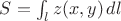 $S=\int_l z(x,y)\,dl$