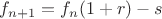 $f_{n+1}=f_{n}(1+r)-s$