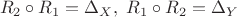 $\ R_2 \circ R_1 = \Delta_X,  \ R_1 \circ R_2 = \Delta_Y$