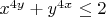 $x^{4y}+y^{4x}\leq2$