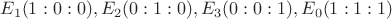 $$E_1(1:0:0),E_2(0:1:0),E_3(0:0:1),E_0(1:1:1)$$