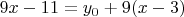 $9x-11=y_0+9(x-3)$
