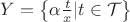 $Y=\left\{ \alpha\frac{t}{x} | t\in \mathcal{T}\right\}$ $Y=\left\{ \alpha\frac{t}{x} | t\in \mathcal{T}\right\}$