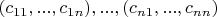 $(c_{11},...,c_{1n}),...,(c_{n1},...,c_{nn})$