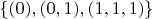 $\left\lbrace{(0),(0,1),(1,1,1)\right\rbrace}$