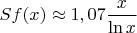 $Sf(x) \approx 1,07\dfrac{x}{\ln x}$