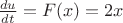 $\frac{du}{dt}=F(x)=2x$