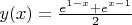 $y(x)=\frac{e^{1-x}+e^{x-1}}{2}$