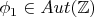 $\phi_1 \in Aut(\mathbb Z) $