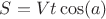 $S=Vt\cos(a\lpha)$
