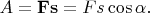 $A=\mathbf{Fs}=Fs\cos\alpha.$