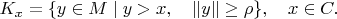 $K_x=\{y\in M\mid y>x,\quad \|y\|\ge \rho\},\quad x\in C.$