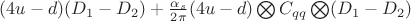 $(4u-d)(D_1-D_2)+\frac{\alpha_s}{2\pi}(4u-d)\bigotimes C_{qq} \bigotimes (D_1-D_2)$
