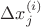 $\Delta x_j^{(i)}$ $\Delta x_j^{(i)}$