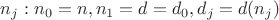 $n_j: n_0=n, n_1=d=d_0, d_j=d(n_j)$