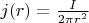 $j(r) = \frac{I}{2\pi r^2}$