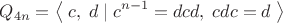 $$Q_{4n}=\left\langle\;c,\;d\;|\;c^{n-1}=dcd,\;cdc=d\;\right\rangle$$