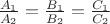 $\frac{A_{1}}{A_{2}}=\frac{B_{1}}{B_{2}}=\frac{C_{1}}{C_{2}}$