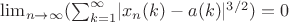 \lim_{n\rightarrow\infty}($$\sum_{k=1}^{\infty}\lvert x_n(k)-a(k)\rvert^{3/2})=0