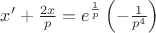 $x' + \frac{2x}{p} = e^{\frac{1}{p}} \codt \left (-\frac{1}{p^4} \right )$