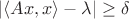 $| \langle Ax,x \rangle - \lambda | \geq \delta$ $| \langle Ax,x \rangle - \lambda | \geq \delta$