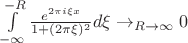 $\int\limits_{-\infty}^{-R}\frac {e^{2\pi i \xi x}} {1+(2 \pi \xi)^2}d\xi \to \limits_{R\to \infty} 0$