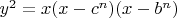$y^2=x(x-c^n)(x-b^n)$