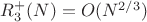 $R_3^{+}(N)=O(N^{2/3})$