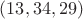 $(13, 34, 29)$