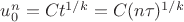 $u^n_0=Ct^{1/k}=C(n\tau)^{1/k}$