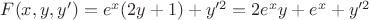 $F(x,y,y')=e^x(2y+1)+y'^2=2e^xy+e^x+y'^2$